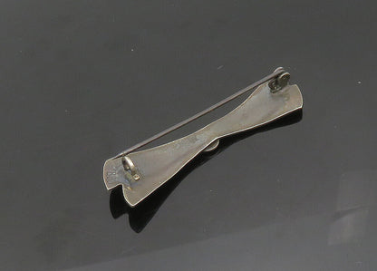 925 Sterling Silver  Vintage Antique Dark Tone Bow Tie Brooch Pin  BP8111