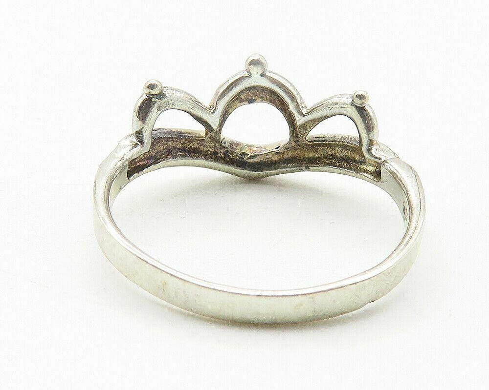 925 Sterling Silver  Vintage Shiny Royal Crown Design Band Ring Sz 9  RG11619