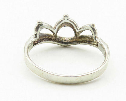 925 Sterling Silver  Vintage Shiny Royal Crown Design Band Ring Sz 9  RG11619