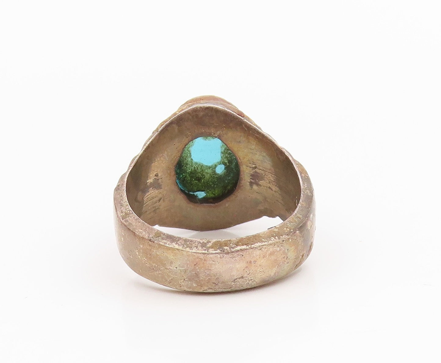 925 Sterling Silver Vintage Ring MEXICO Cabochon Cat's Eye Band  Sz 8  RG34259