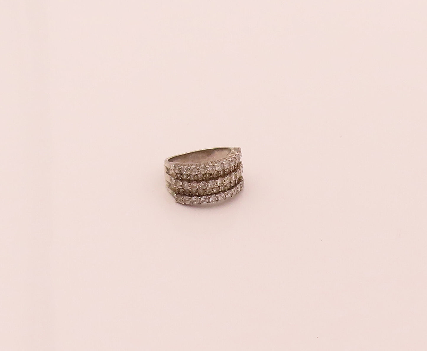 ROSS SIMONS 925 Silver Vintage Thick Multiple CZ Band Ring Sz 9.25  RG26751