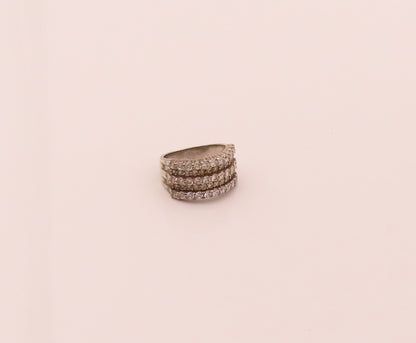 ROSS SIMONS 925 Silver Vintage Thick Multiple CZ Band Ring Sz 9.25  RG26751