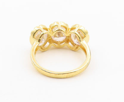 925 Sterling Silver Vintage Ring Gold Plated Three Stone CZ  Sz 11.5  RG36644