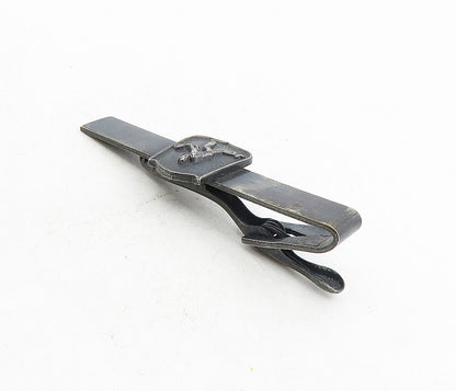 925 Sterling Silver  Vintage Oxidized Tennis Player Detail Tie Clip  TR1416