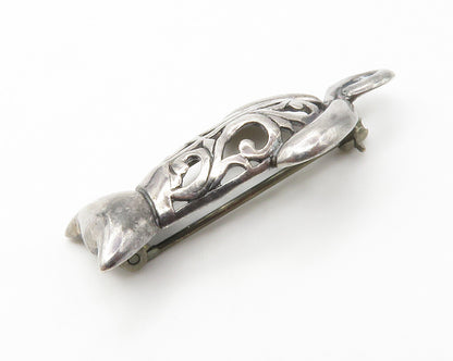 925 Sterling Silver Vintage Shiny Swirl Cutout Pattern Brooch Pin BP5569