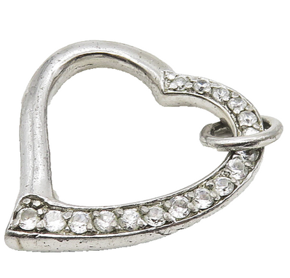 925 Sterling Silver  Vintage White Topaz Open Love Heart Pendant  PT14357