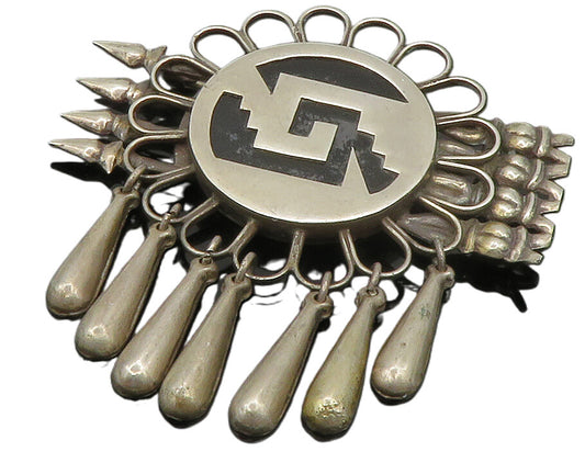 MEXICO 925 Silver  Vintage Cutout Design Floral Dangling Brooch Pin  BP4922