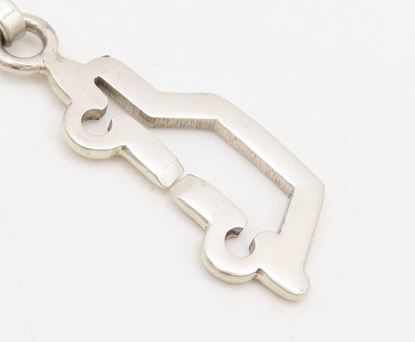 925 Sterling Silver Vintage Key Chain MEXICO Sloid Border Cutout Car TR3684