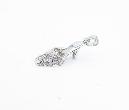925 Sterling Silver  Sparkling Cubic Zirconia Petite Shoe Motif Pendant PT3052