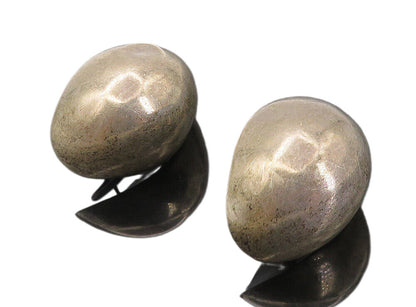 BAYANIHAN 925 Silver & 14K GOLD  Vintage Dark Tone Dome Drop Earrings  EG4262