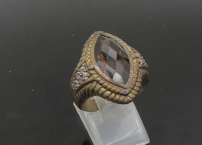 925 Sterling Silver   Vintage Smoky Topaz Pointed Cocktail Ring Sz 7  RG23017