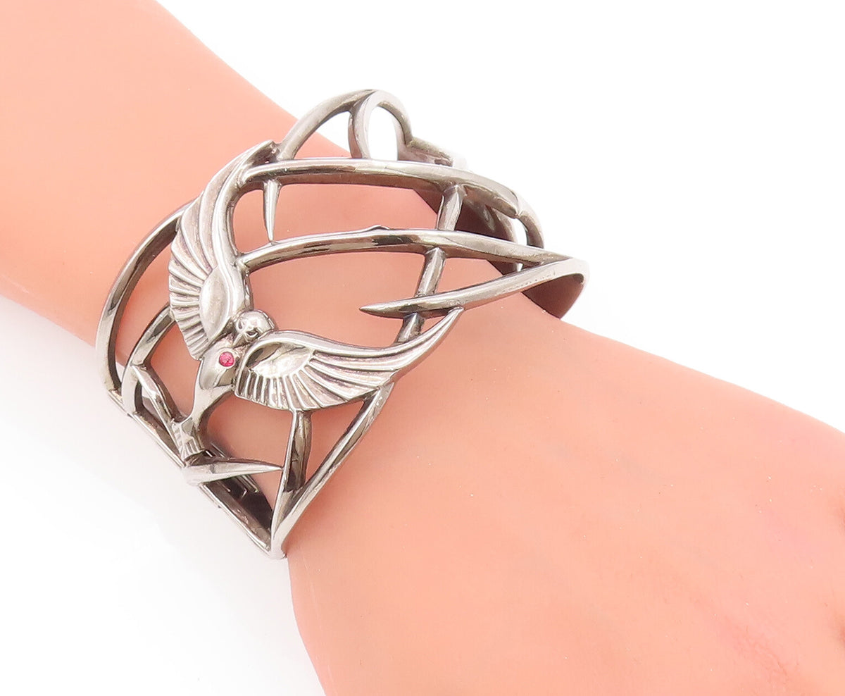 925 Sterling Silver Vintage Bracelet STEPHEN WEBSTER Cutout Rare Phoenix BT10458