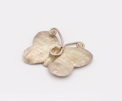 925 Sterling Silver  Vintage Carved Lines & Dotted Butterfly Pendant PT22141