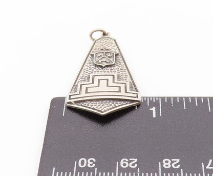 925 Sterling Silver Vintage Pendant Antique Etched Sorority Shield Drop  PT24174