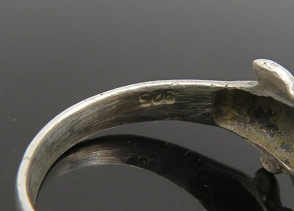 925 Sterling Silver  Vintage Double Dolphin Love Heart Band Ring Sz 6  RG22790