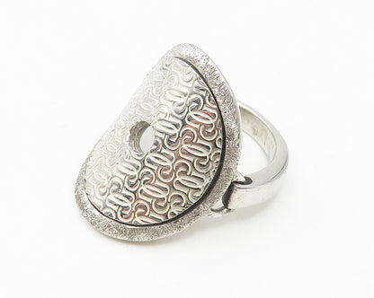 GUESS ITALY 925 Silver  Shiny Etched Logo Pattern Band Ring Sz 6  RG10993