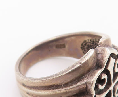 925 Sterling Silver Vintage Ring Dark Tone Large Heavy Cross  SZ 8.5  RG32253
