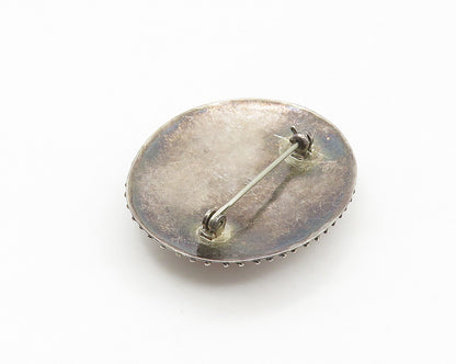 925 Sterling Silver Vintage Cabochon Cut Rhodochrosite Brooch Pin BP6869