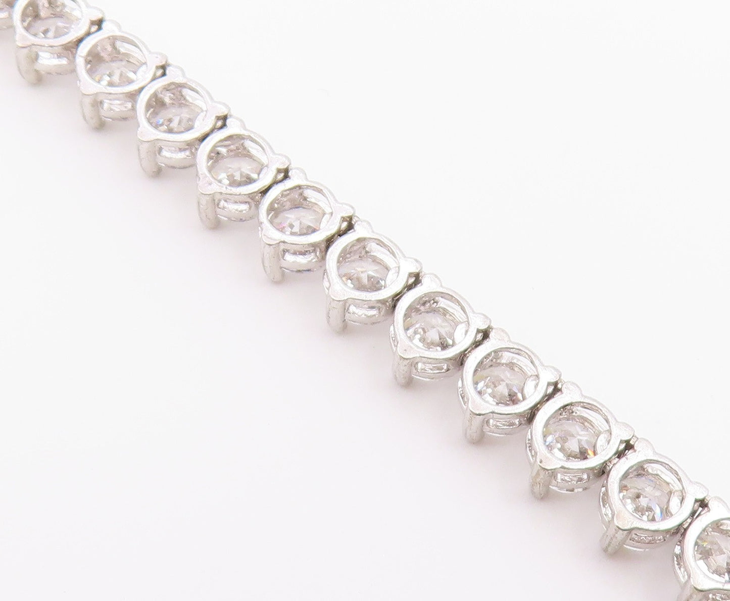 925 Sterling Silver  Shiny Prong Set Cubic Zirconia Tennis Bracelet  BT4250