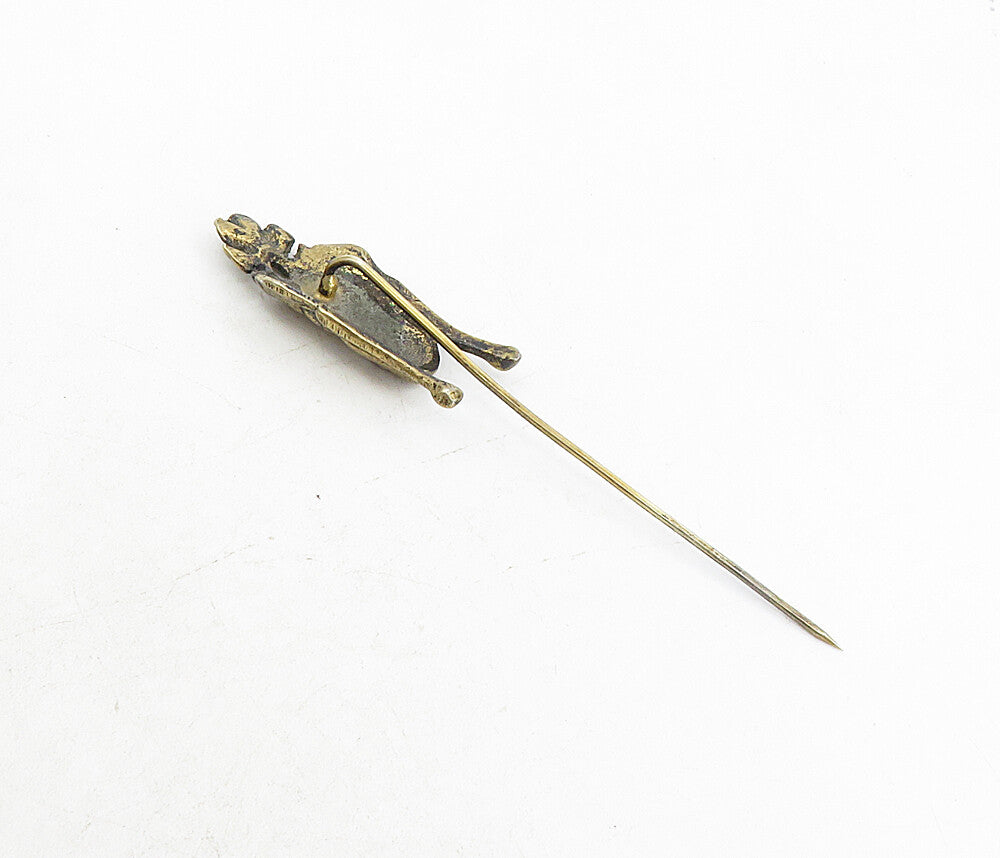 925 Sterling Silver  Vintage Shiny Sculpted Face Hat Pin  TR1454