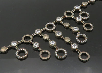 TONI 925 Sterling Silver  Vintage Cubic Zirconia Chain Necklace  NE3640