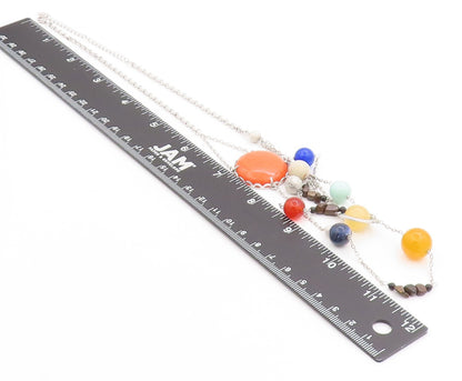 925 Sterling Silver Vintage Necklace Multi Gemstone Solar System Chain  NE4631