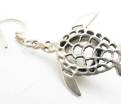 925 Sterling Silver  Cabochon Cut Topaz Sea Turtle Dangle Earrings  EG3797
