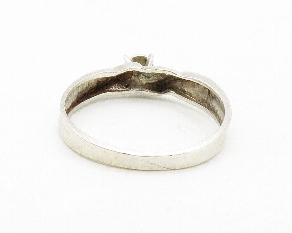 925 Silver  Vintage Genuine Diamonds Floral Swirl Band Ring Sz 7  RG13381