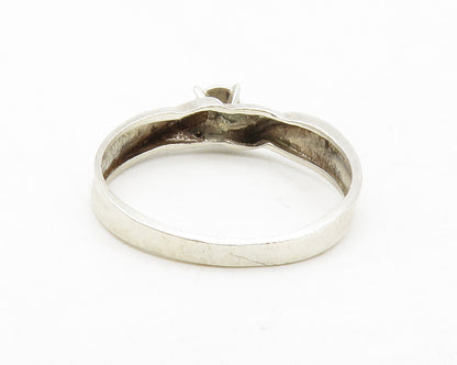 925 Silver  Vintage Genuine Diamonds Floral Swirl Band Ring Sz 7  RG13381