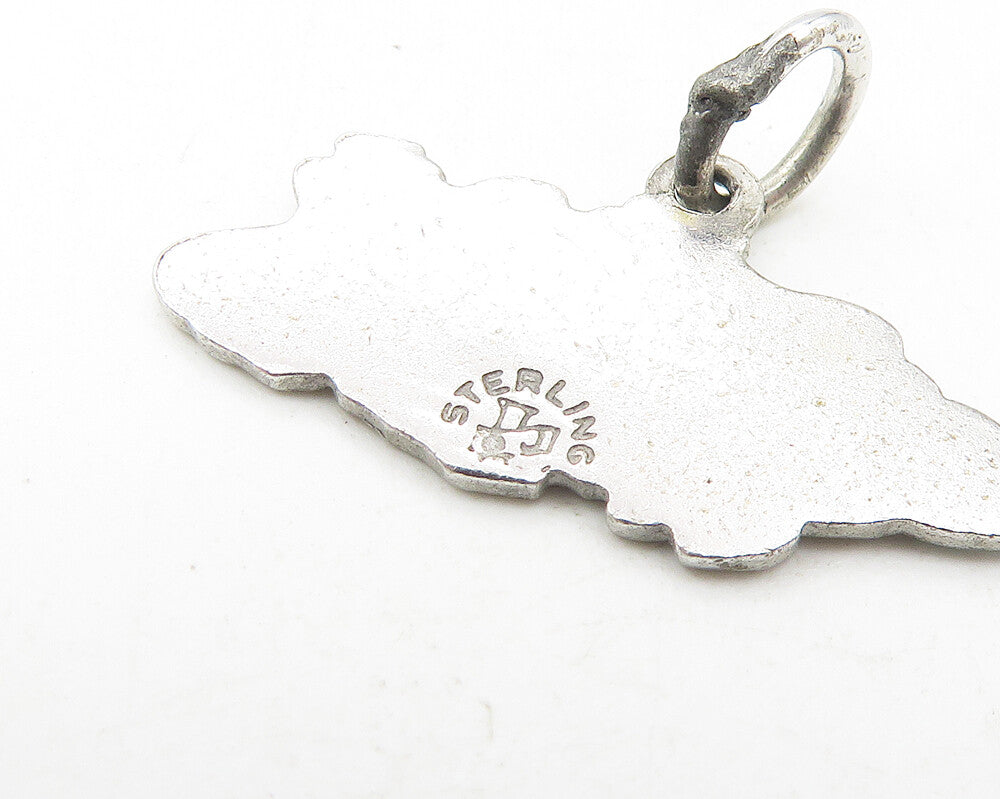 925 Sterling Silver  Vintage Enamel Coated Bahamas Island Map Pendant  PT9358