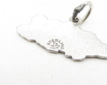 925 Sterling Silver  Vintage Enamel Coated Bahamas Island Map Pendant  PT9358