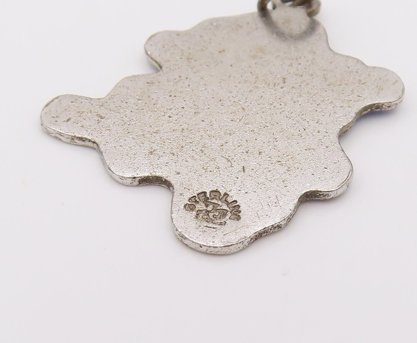 925 Sterling Silver  Vintage Blue Souvenir Bahama Cutout Map Pendant  PT22034