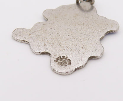 925 Sterling Silver  Vintage Blue Souvenir Bahama Cutout Map Pendant  PT22034