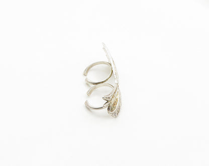 925 Sterling Silver  Vintage Bow Tied Ribbon 2Finger Band Ring Sz 8  RG19354