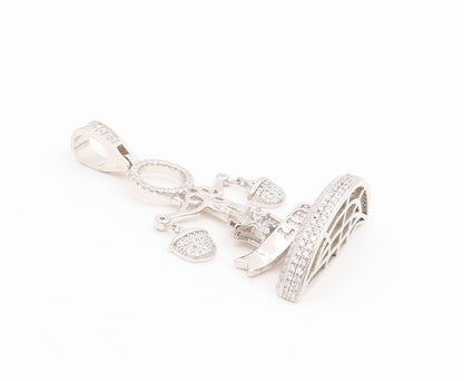 925 Sterling Silver Vintage Pendant CZ Libra Zodiac Balance Scales  PT25643