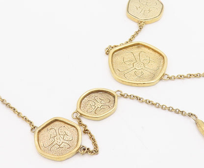 925 Sterling Silver Vintage Necklace Gold Plated Disc Medallion Chain  NE4693