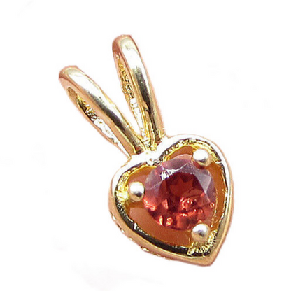 Gold Over 925 Sterling Silver Red Garnet Love Heart Slider Pendant PT1173