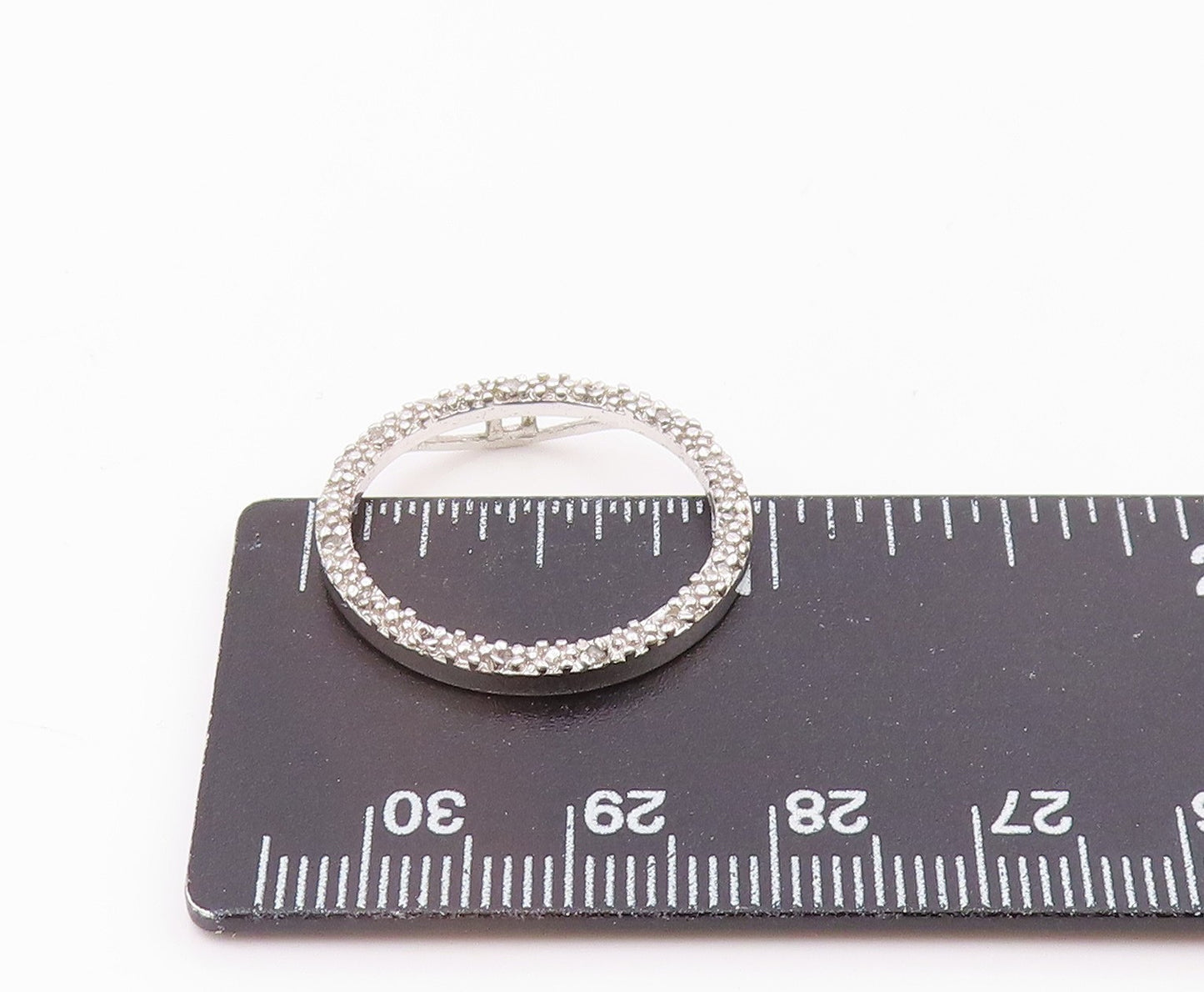 925 Sterling Silver  Vintage Genuine Diamonds Open Circle Pendant  PT15683