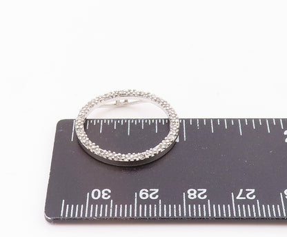 925 Sterling Silver  Vintage Genuine Diamonds Open Circle Pendant  PT15683