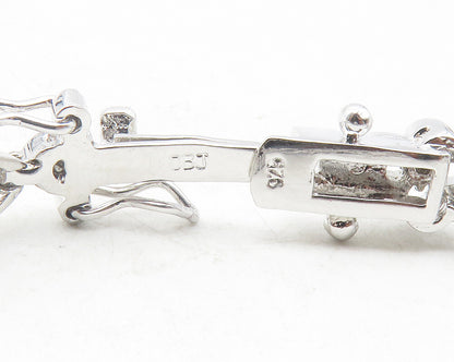925 Sterling Silver  Red Topaz & Genuine Diamonds Floral Chain Bracelet BT4741