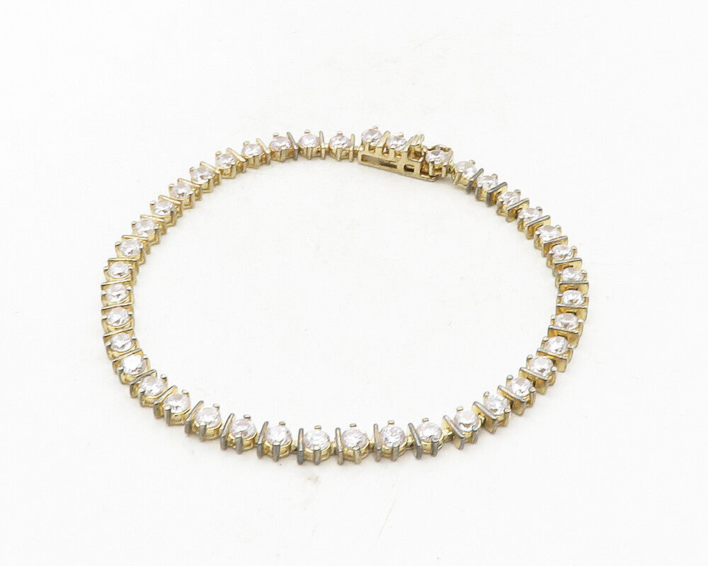 ROSS SIMON 925 Silver  Vintage Sparkling Topaz Tennis Chain Bracelet  BT4197