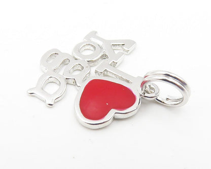 925 Sterling Silver  Shiny Enamel Coated I Love Yoga Drop Pendant  PT8507