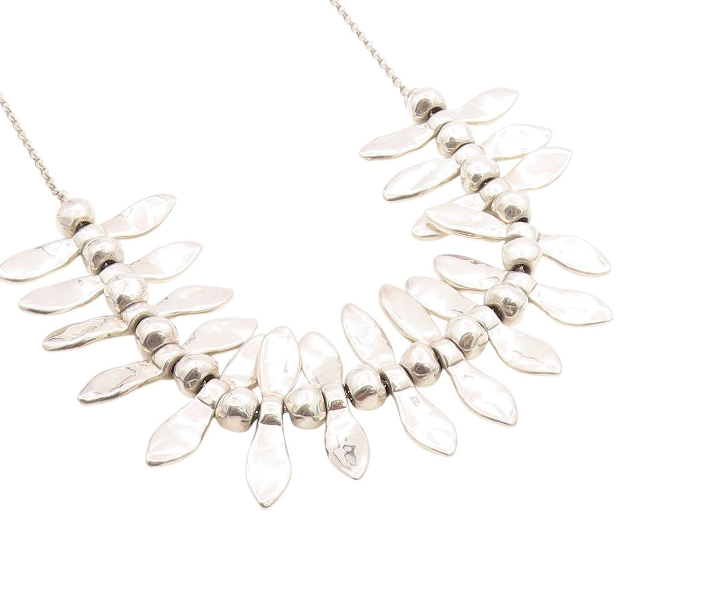 925 Sterling Silver Vintage Necklace Brutalist Animal Tooth Design   NE4585