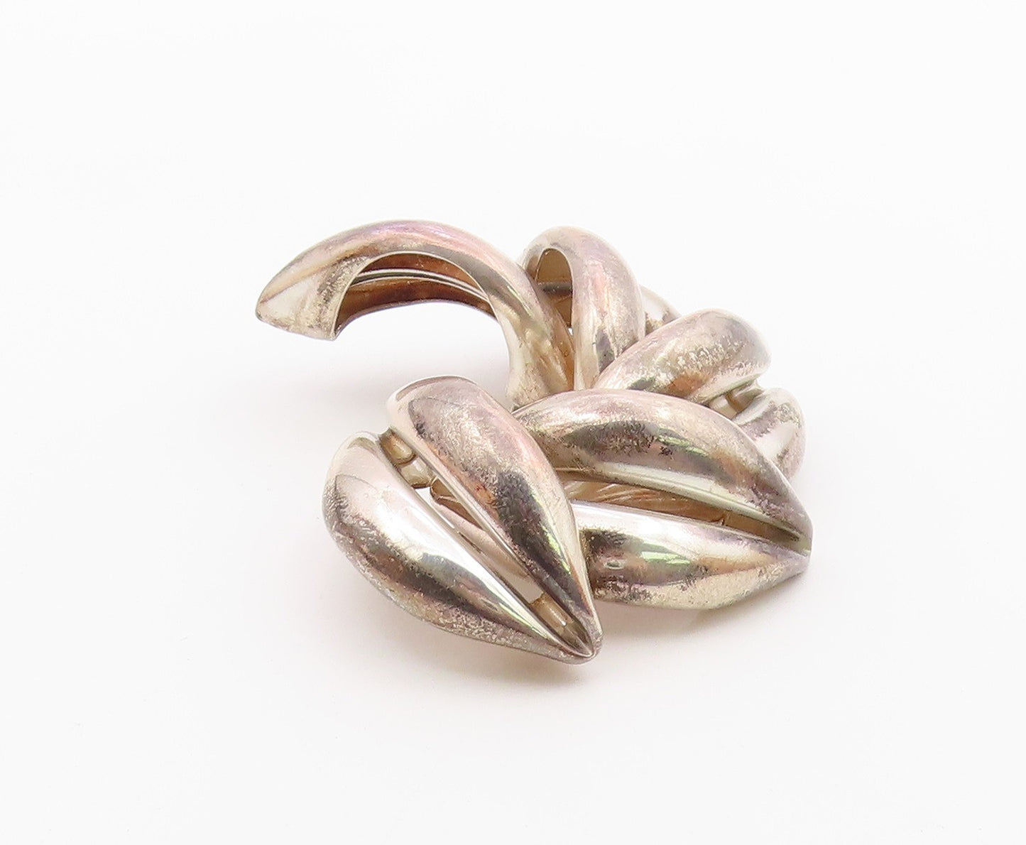 DESIGNER 925 Sterling Silver  Vintage Floral Leaves Motif Brooch Pin  BP8641