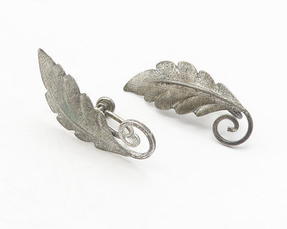 VAN DELL 925 Silver  Vintage Swirl Floral Leaf Non Pierce Earrings  EG6058