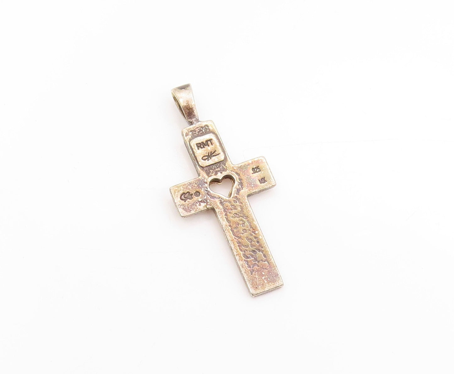 14K Gold & 925 Sterling Silver Vintage Pendant CAROLYN POLLACK Cross   PT24998