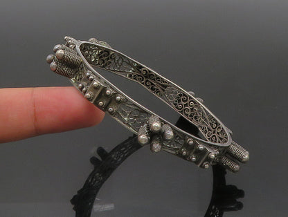 ISRAEL 925 Sterling Silver  Vintage Antique Filigree Bangle Bracelet  BT9306