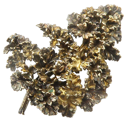 EGGERT DENMARK 925 Silver  Vintage Sculpted Floral Leaf Brooch Pin  BP5529