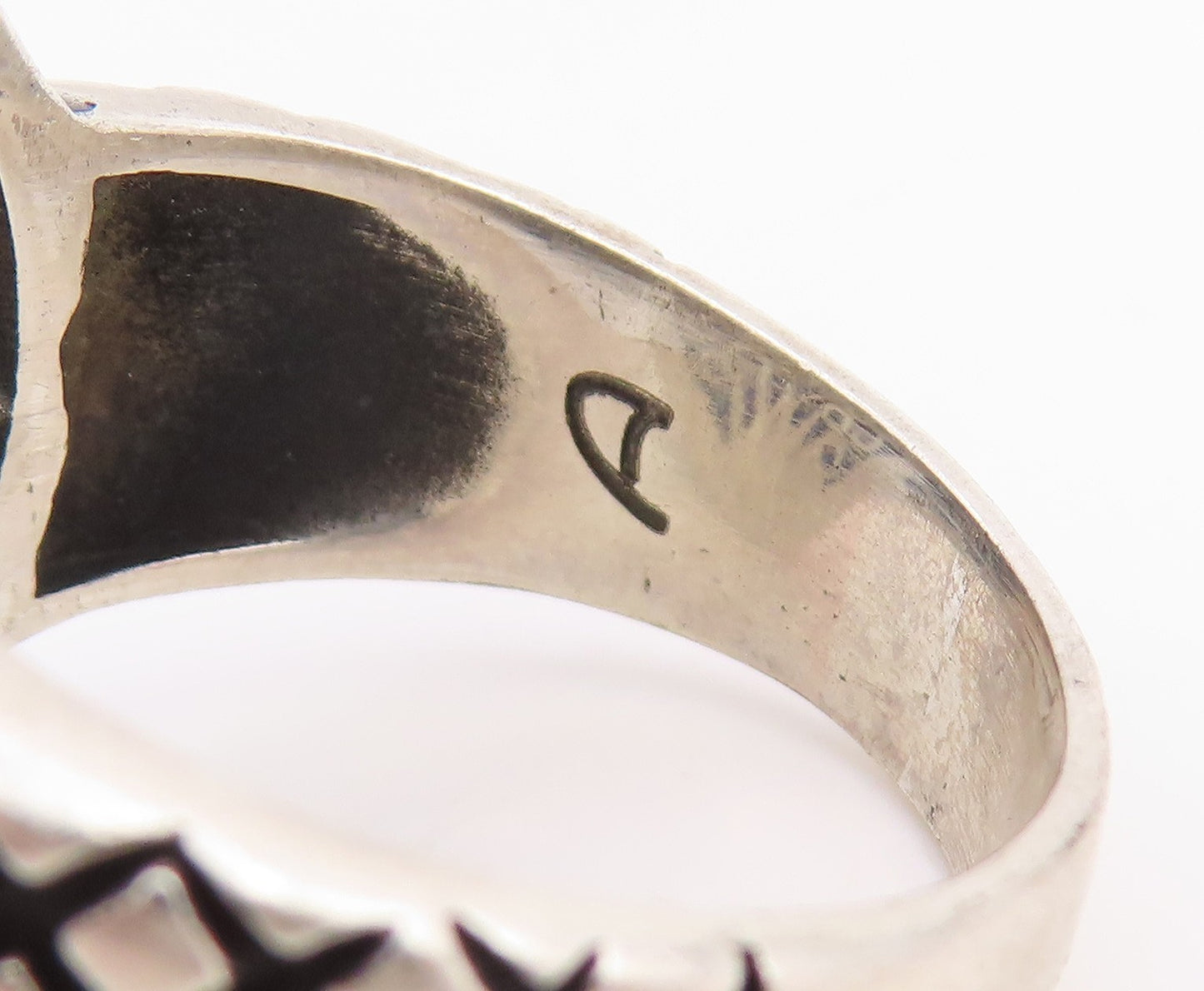 925 Sterling Silver Vintage Ring Cabochon Onyx Chunky Bold Band Sz 11.5 RG34799