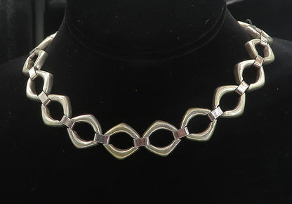 925 Sterling Silver  Vintage Smooth Open Hinge Link Chain Necklace  NE1336